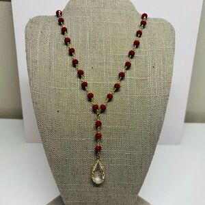 NWT Chic Red and Gold Drop Necklace